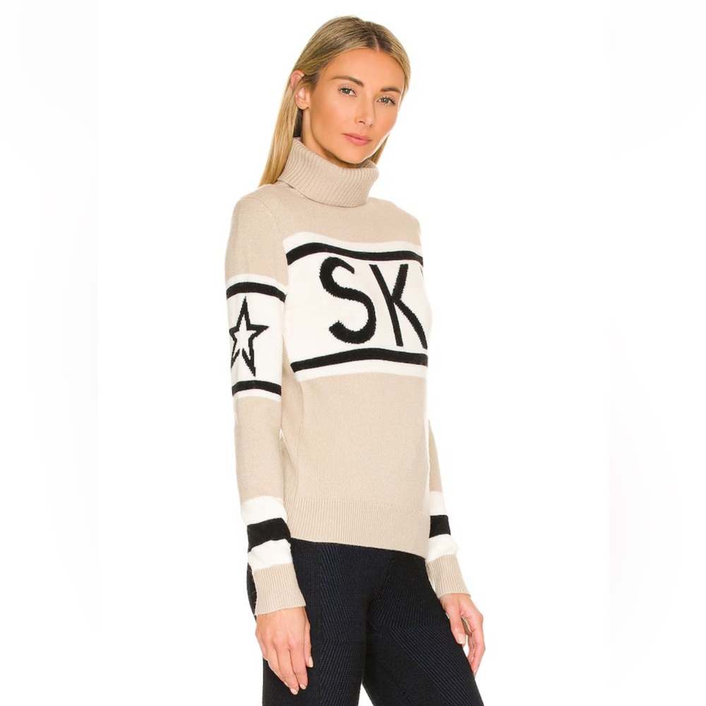 Perfect Moment Women's Schild Intarsia Merino Wool Turtleneck Sweater Beige‎ Ski - Picture 4 of 16